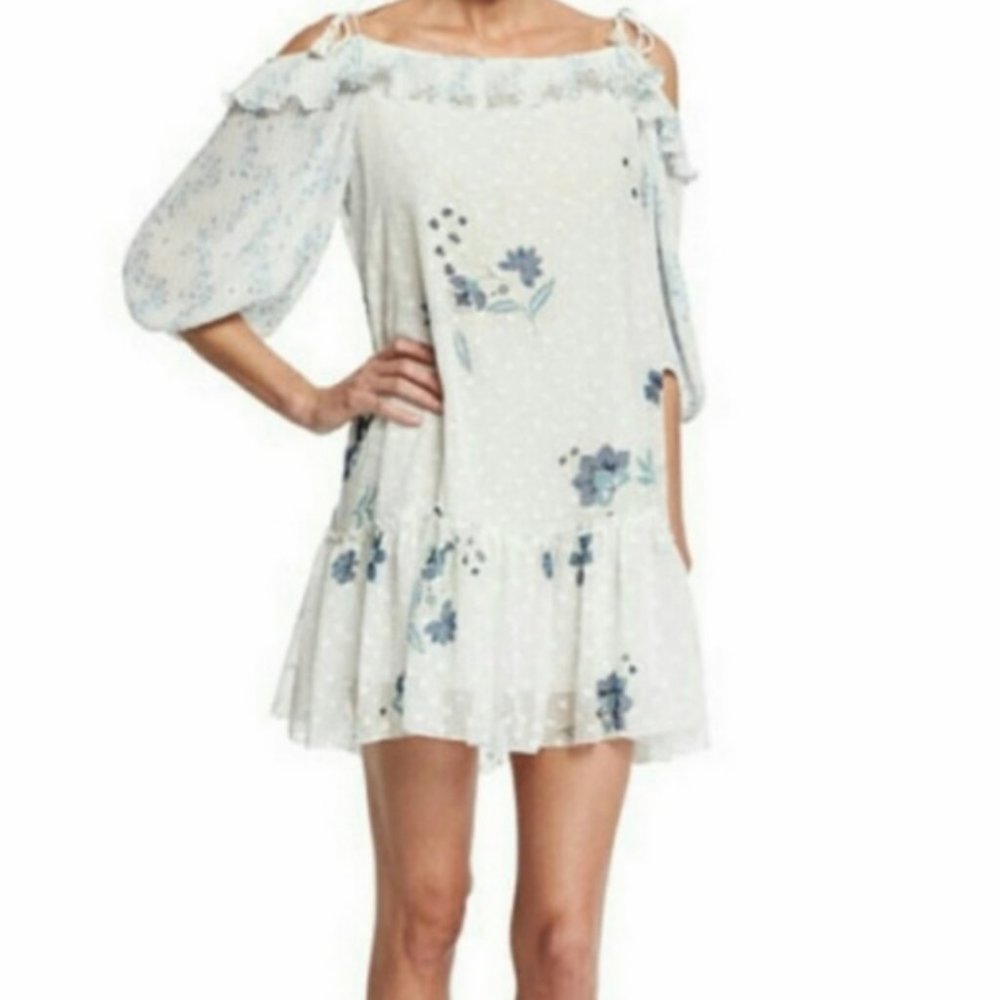 NWT See By Chloé Pleated Cold-Shoulder Dress